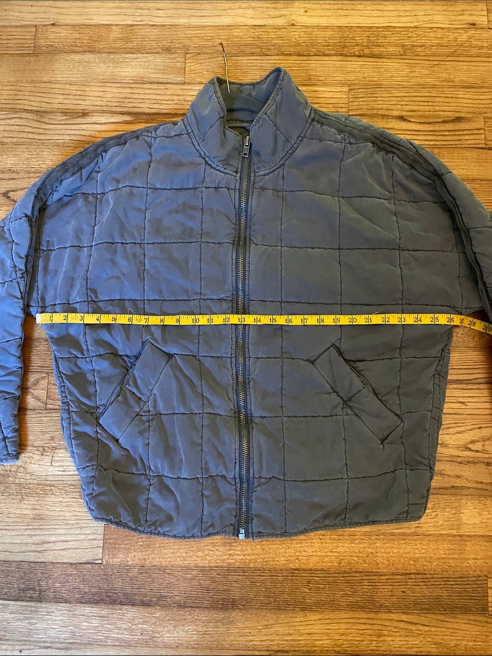 Free People charcoal gray Dolman quilted jacket SzL - Picture 7 of 8